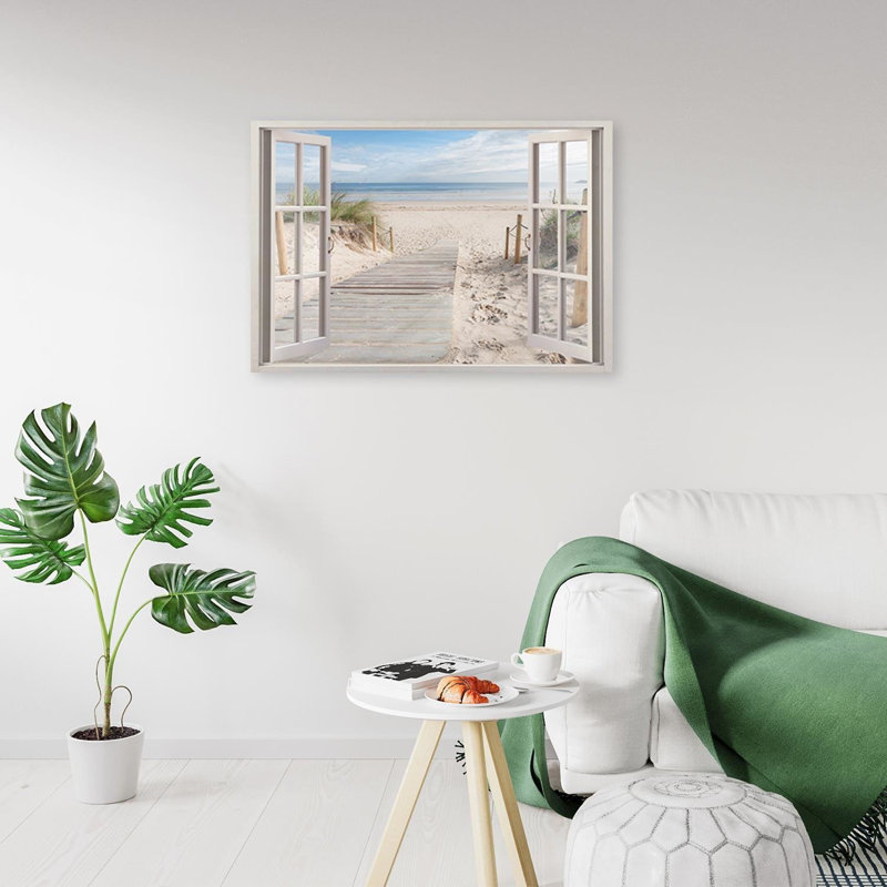 House of Hampton Window to the Beach Wrapped Canvas Graphic Art Print